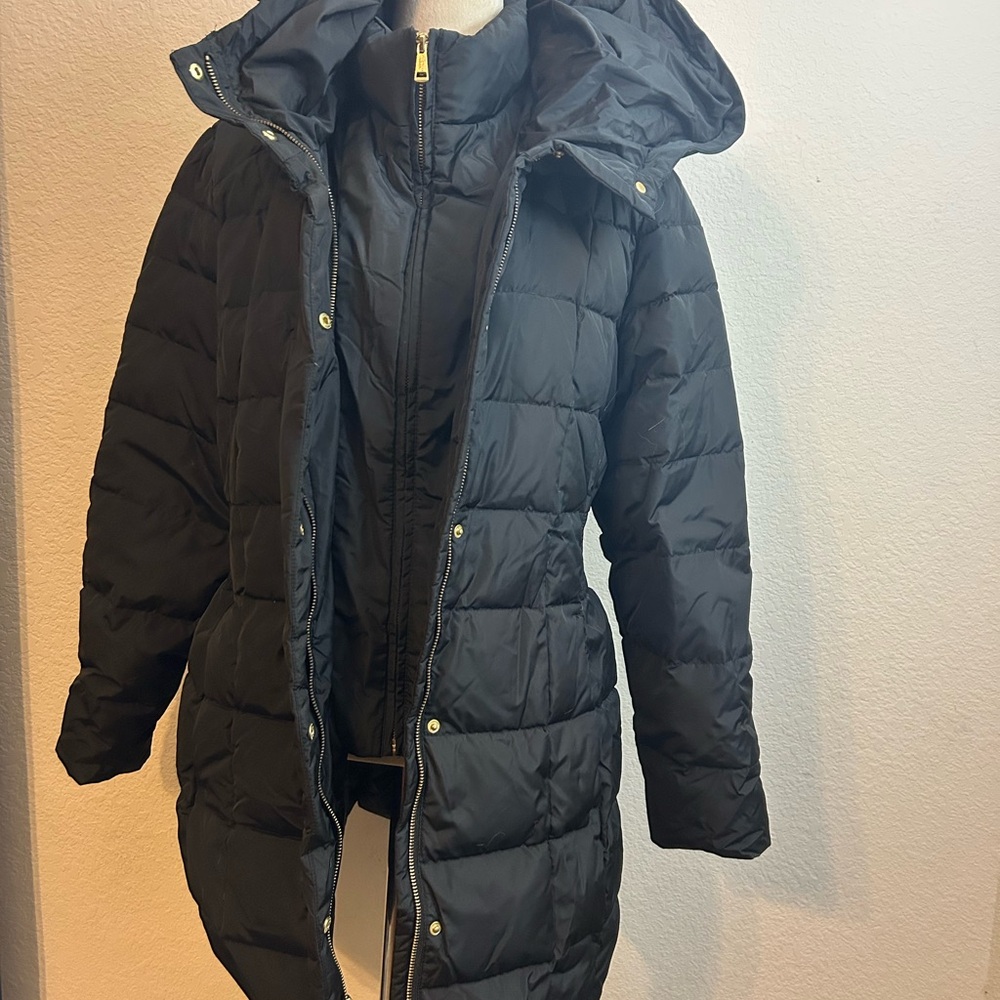 Women’s Cole Haan Signature Black Puffer Quilted Mid Length Jacket Size XL - Picture 5 of 11